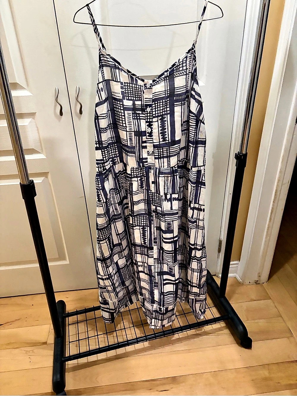 Joe Fresh Geometric Maxi Dress in Blue & White Size 1X NWT